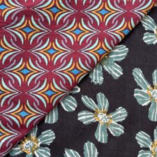 Reversible Snap Skirt (Mid-Length) - Flower Indigo/ Pop