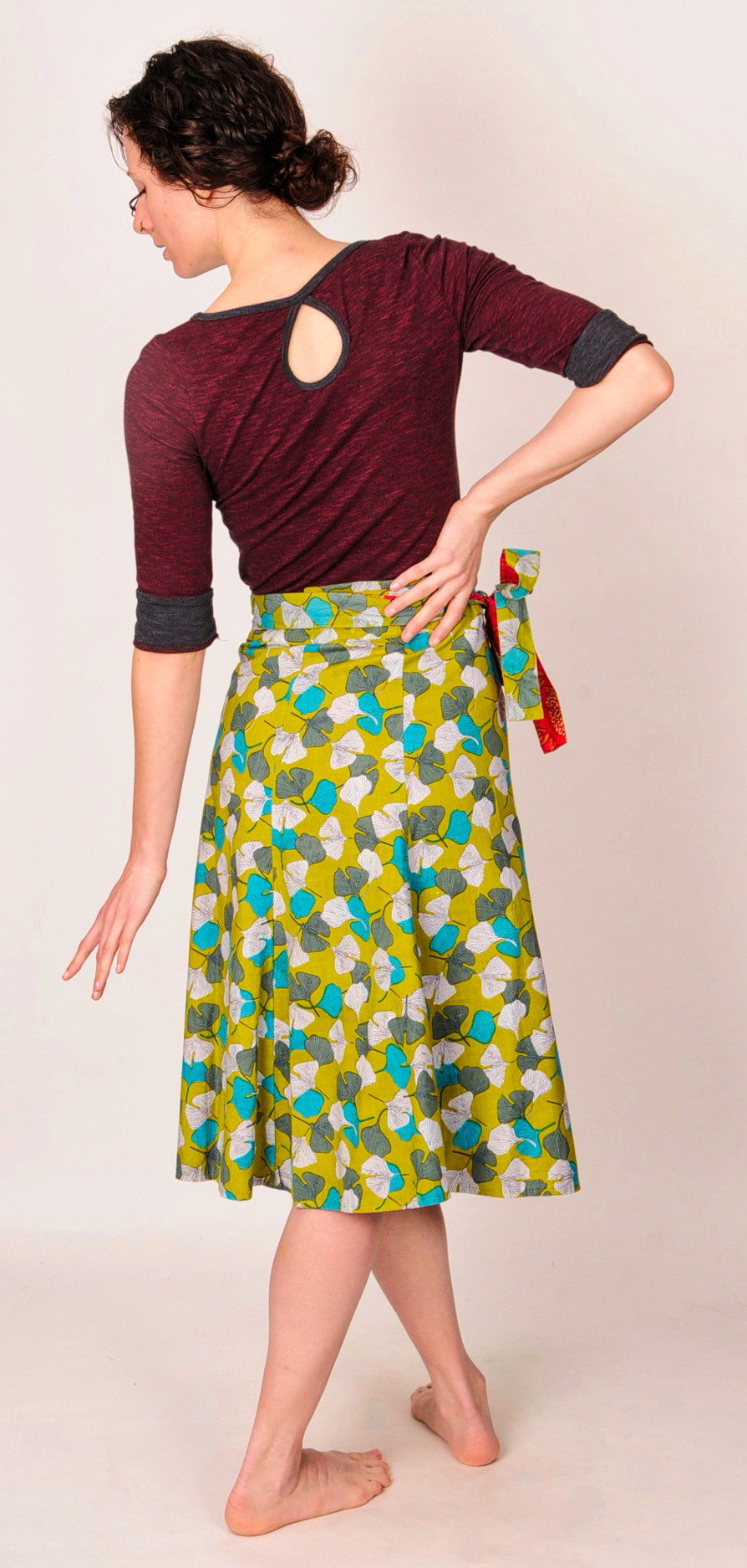 Ruby Reversible Wrap Skirt – Coral Pink / Gingko | ApsaraApsara
